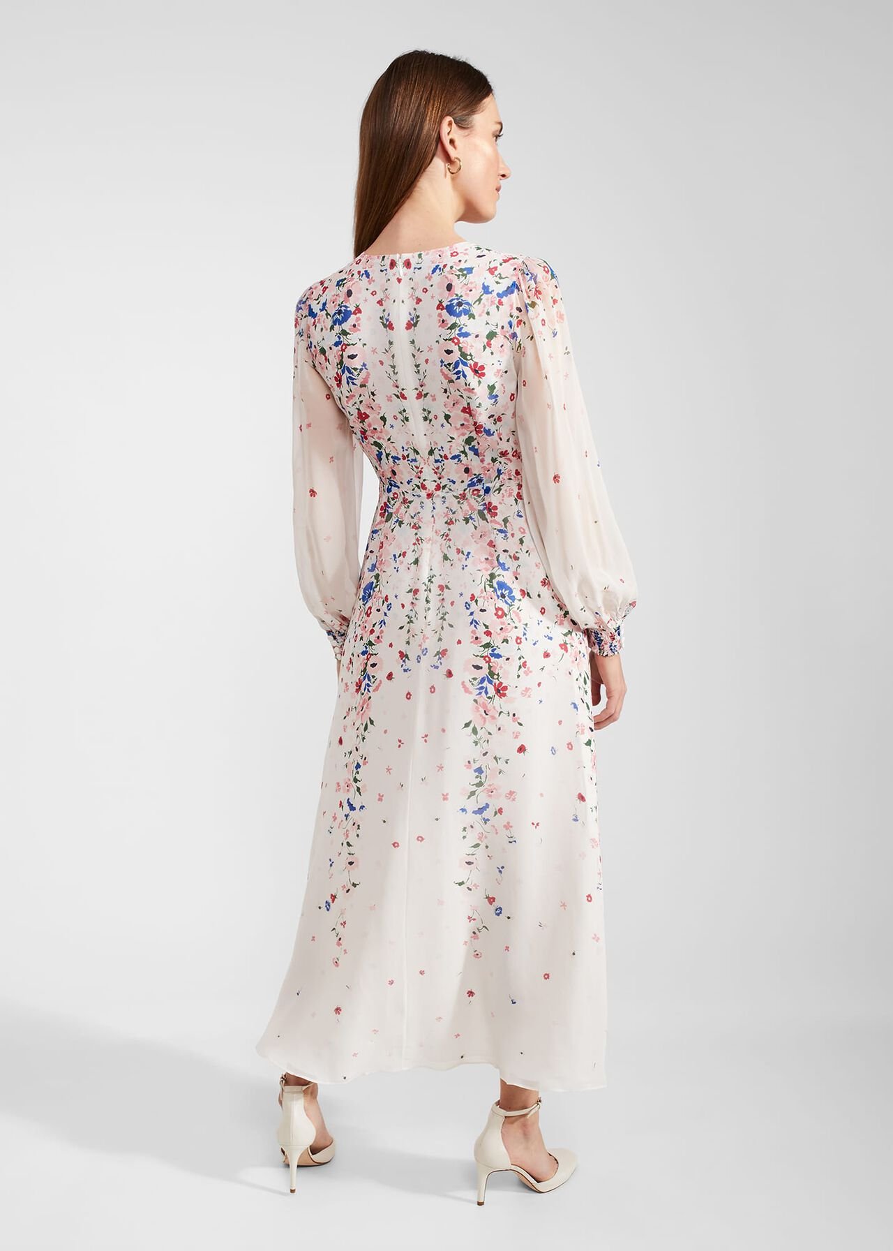 Petite Asher Silk Dress, Ivory Multi, hi-res