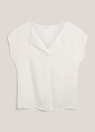Sylvie Satin Front Top, Ivory, hi-res