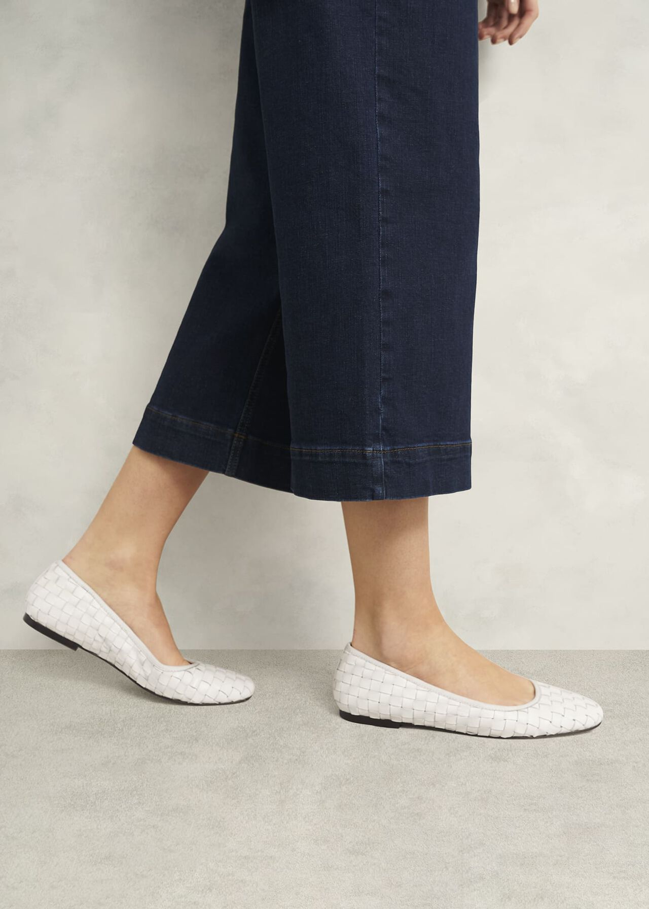 Raina Woven Leather Flats, Chalk Beige, hi-res