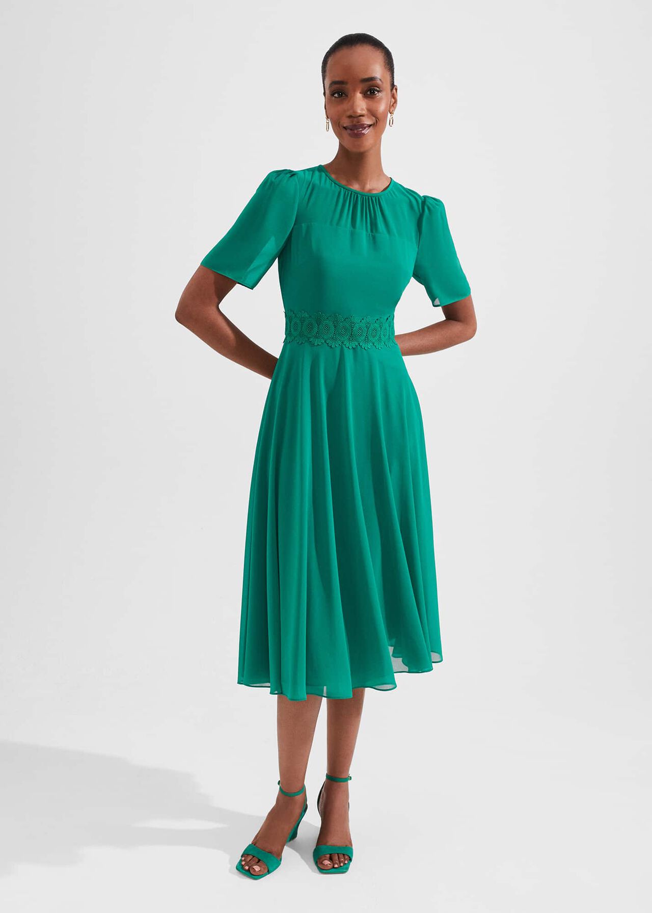 Cressida Fit And Flare Dress, Meadow Green, hi-res