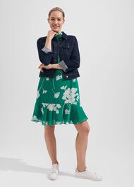 Madeline Floral A Line Dress, Green Ivory, hi-res