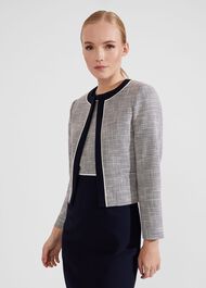 Petite Laurie Jacket With Cotton, Navy Ivory, hi-res