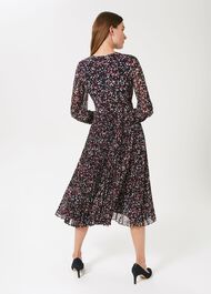 Selena Pleated Dress, Navy Multi, hi-res