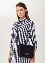Dorset Suede Crossbody Bag, Navy, hi-res