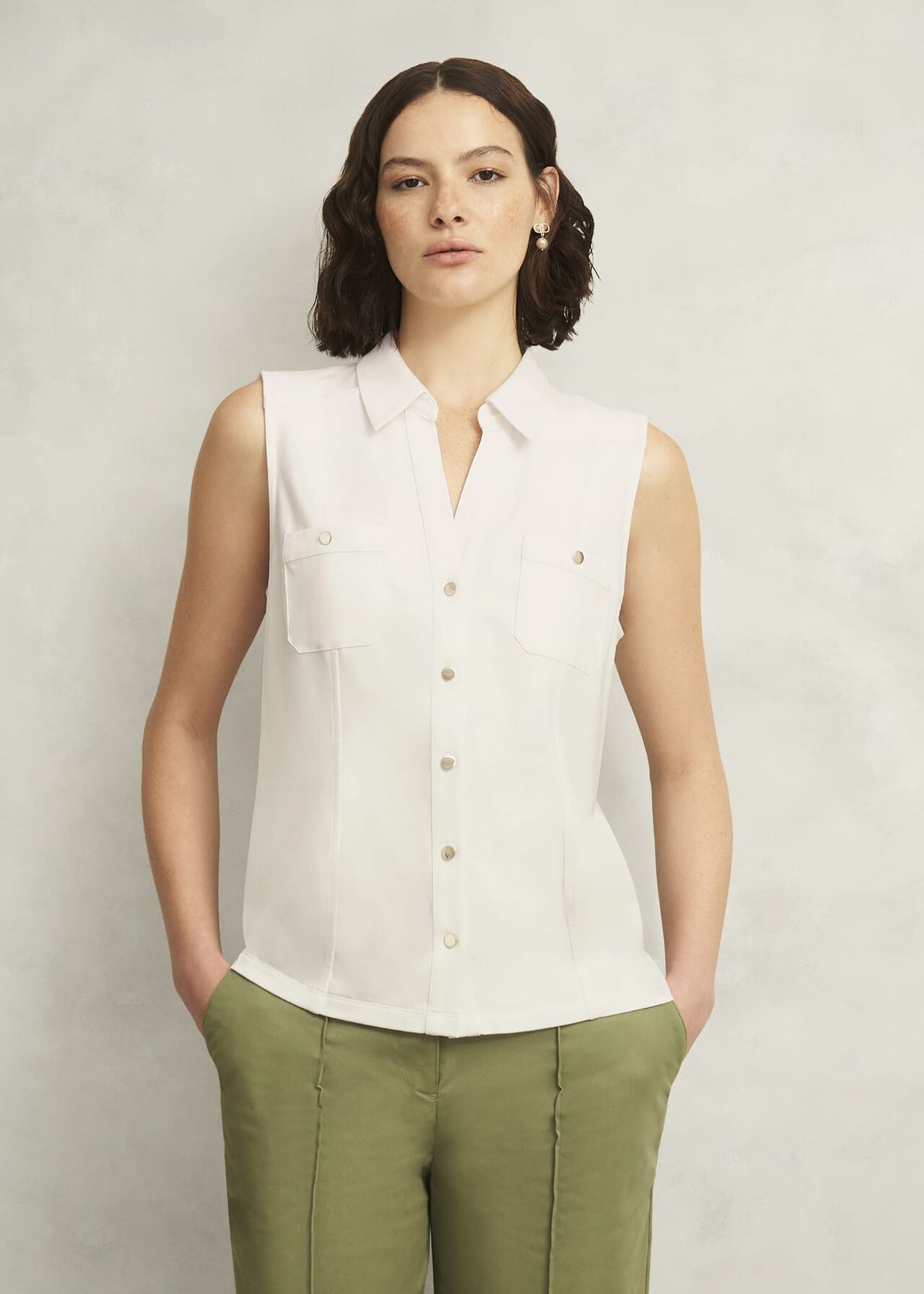 Sasha Jersey Shirt, Ivory, hi-res