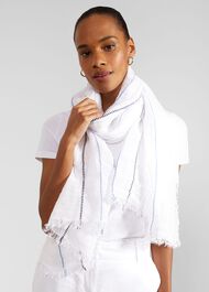 Ann Linen Scarf, Ivory Multi, hi-res