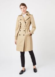 Petite Saskia Water Resistant Trench Coat, Mocha, hi-res