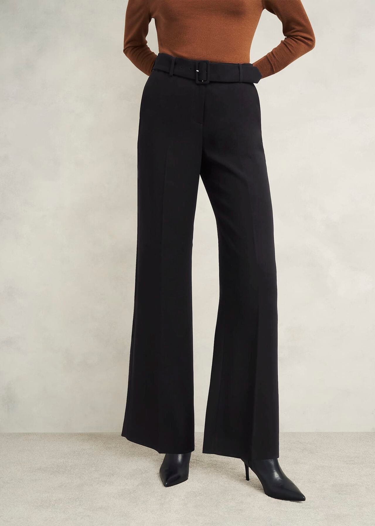 Petite Drew Wide Trousers, Black, hi-res