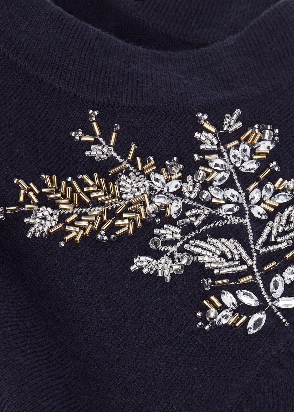 Cristie Sequin Jumper with Wool, Navy Silver, hi-res