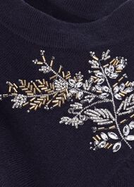 Cristie Sequin Jumper with Wool, Navy Silver, hi-res