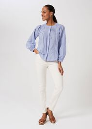 Joella Embroidered Top, Blue, hi-res