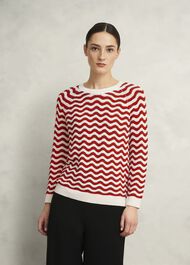 Lulu Cotton Jumper , Red Ivory, hi-res