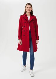Saskia Water Resistant Trench Coat, Red, hi-res