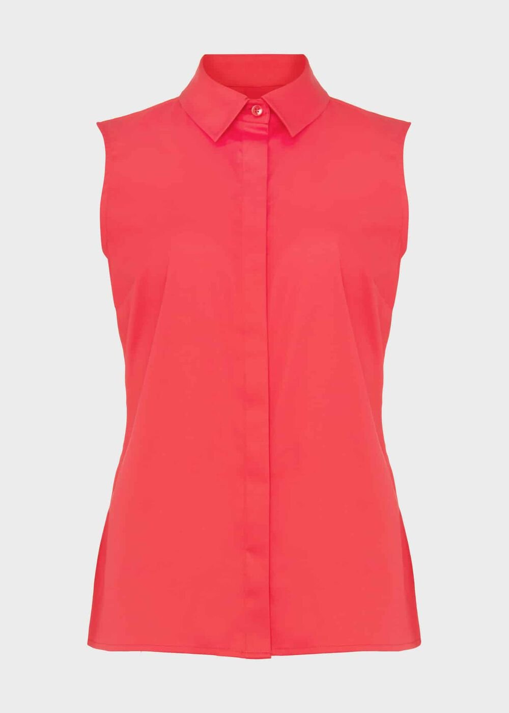 Sleeveless Vic Cotton Shirt , Hot Magenta, hi-res