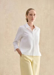 Nita Linen Shirt, White, hi-res