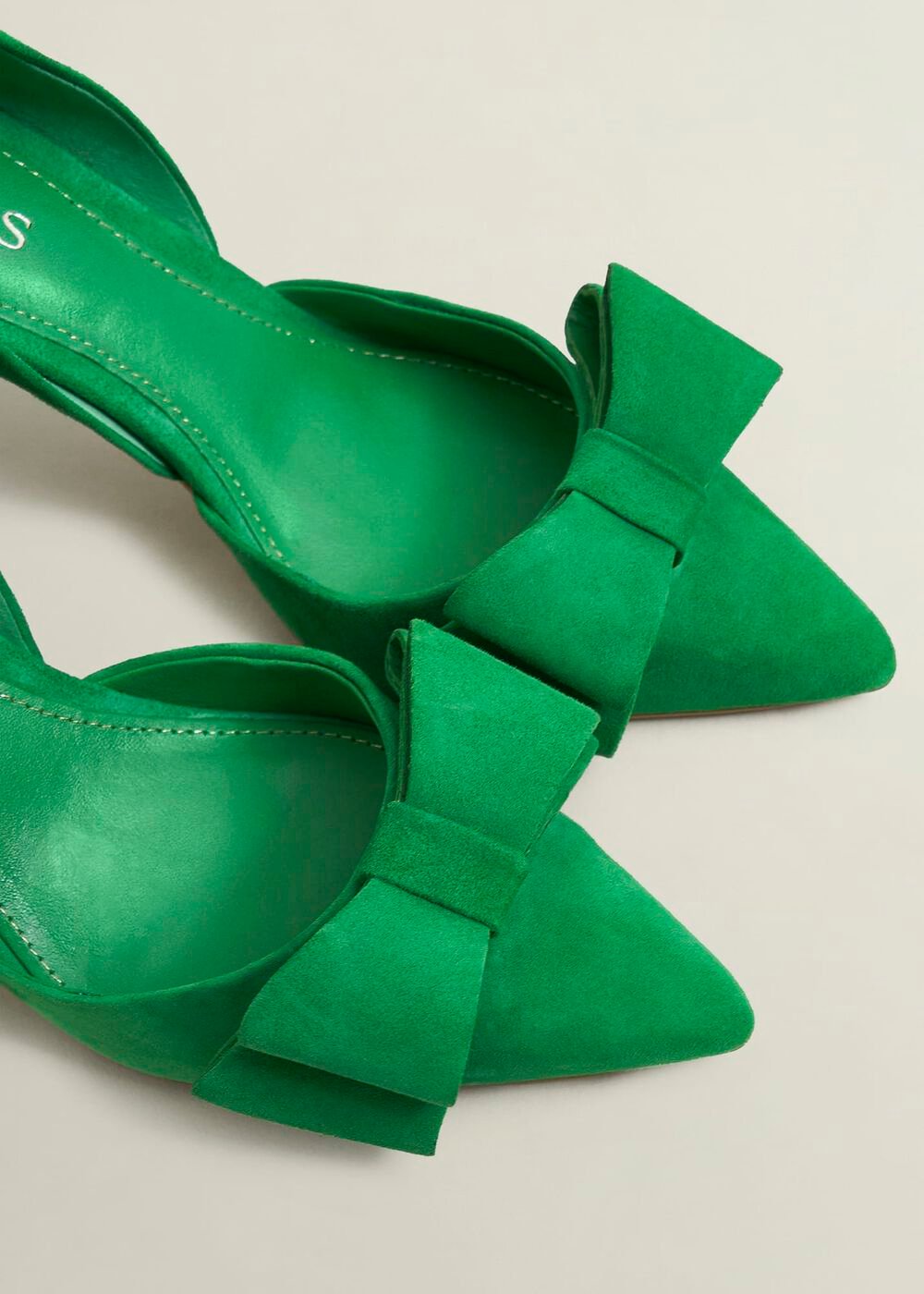Elva Suede Bow Court Shoes, Cilantro Green, hi-res
