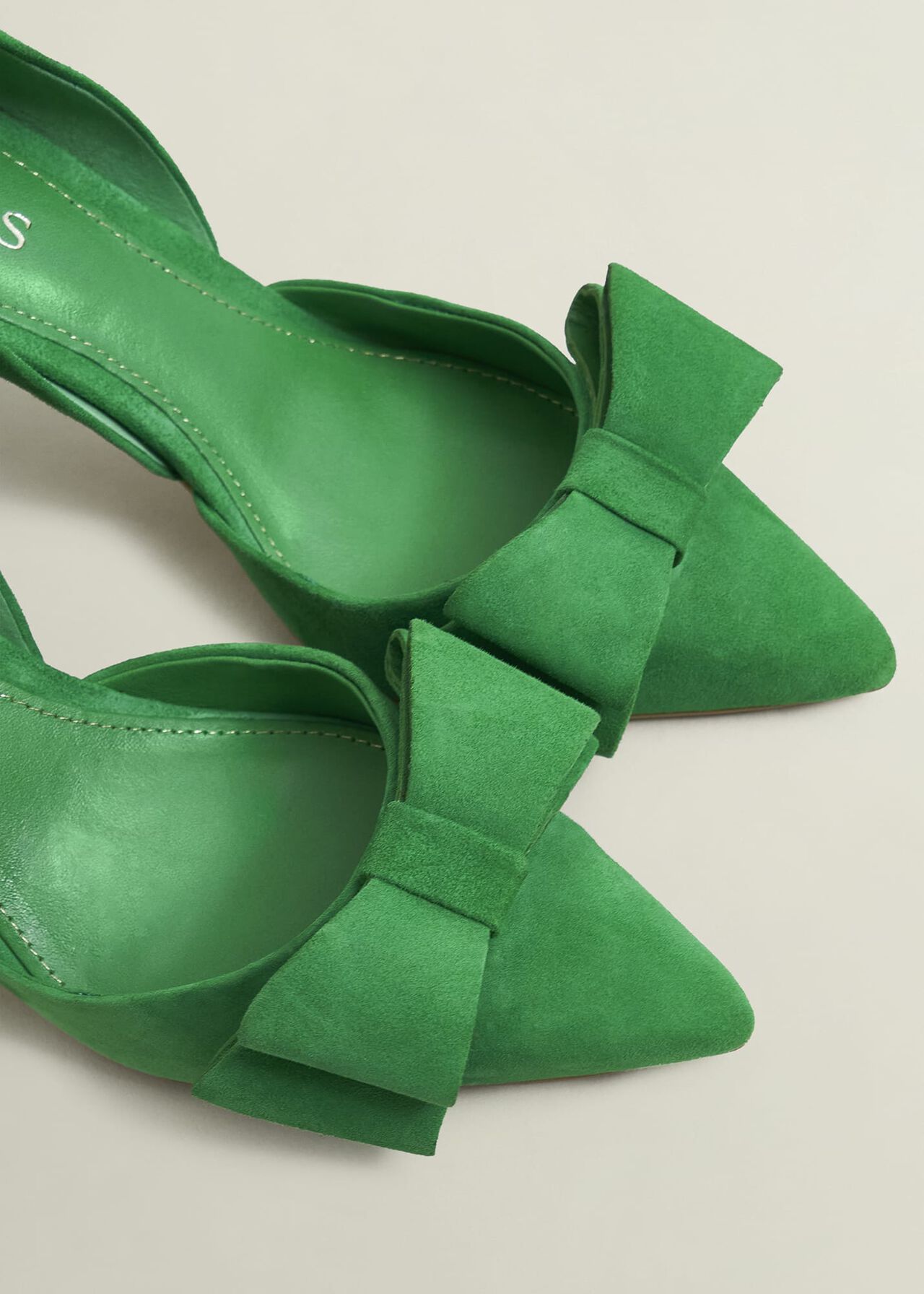 Elva Suede Bow Court Shoes, Cilantro Green, hi-res