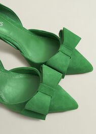 Elva Suede Bow Court Shoes, Cilantro Green, hi-res
