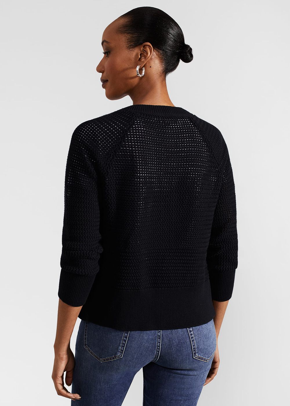 Florentina Cotton Cardigan, Hobbs Navy, hi-res