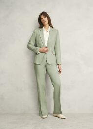 Marietta Linen Straight Trousers, Sage Green, hi-res