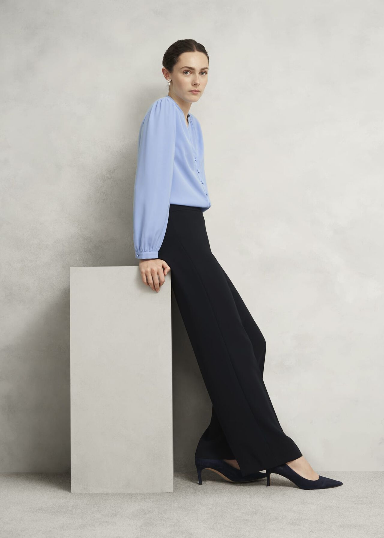 Light Blue Peony Blouse, Maya Blue, hi-res