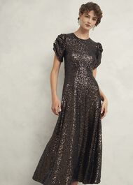 Eltham Sequin Dress, Deep Brown, hi-res