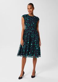 Tia Embroidered Dress, Navy Multi, hi-res