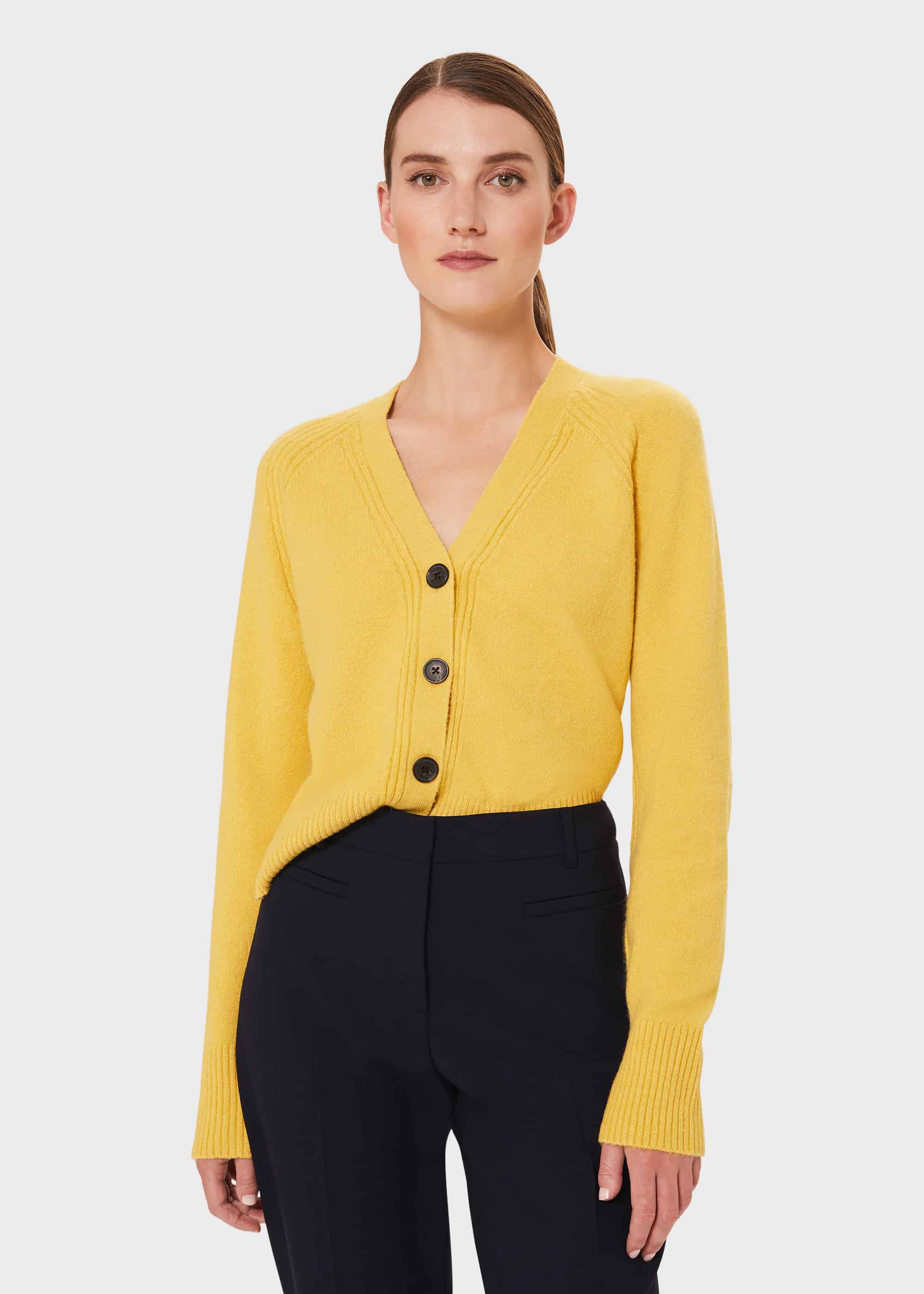 yellow cardigan