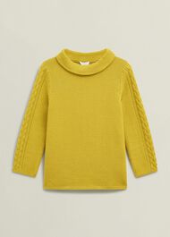 Camilla Cotton Jumper, Gold Chartreuse, hi-res