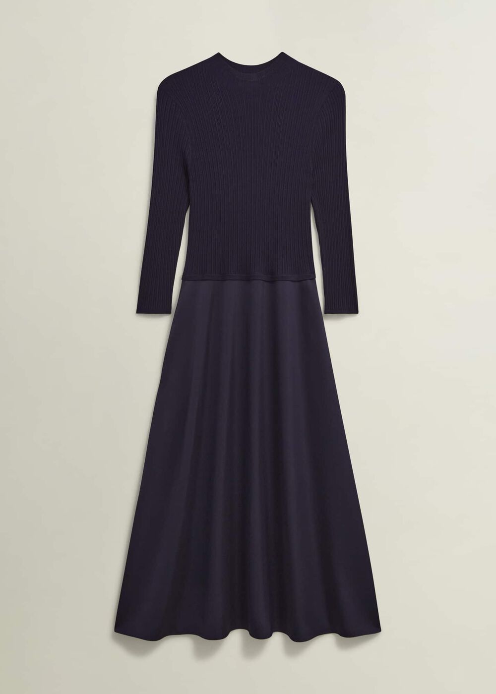 Trina Satin Knitted Dresses, Hobbs Navy, hi-res