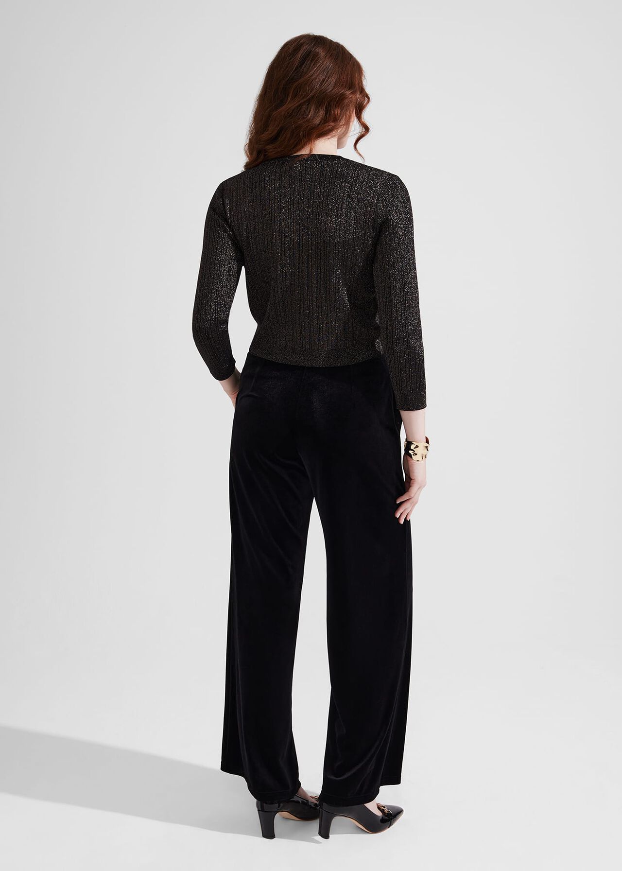 Viviene Velvet Pants, Black, hi-res
