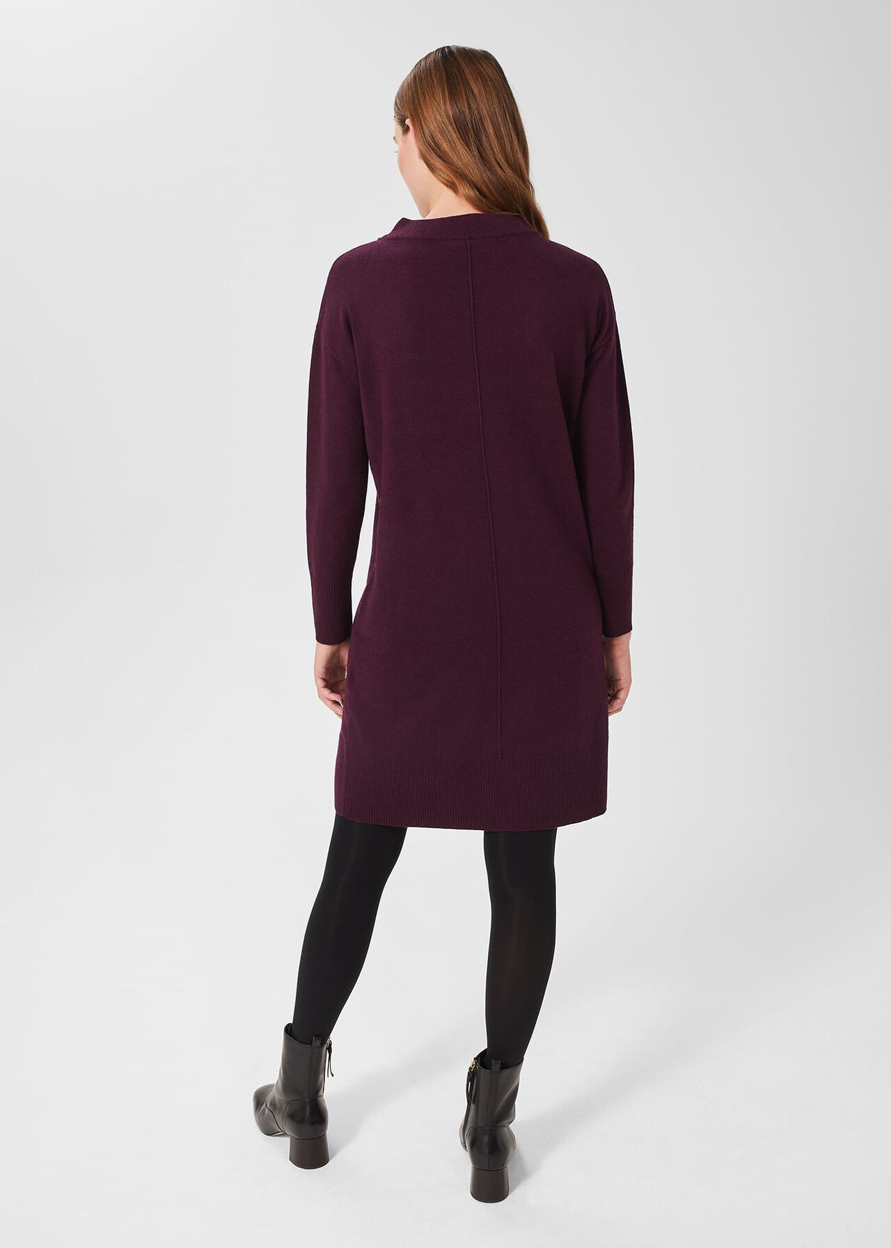 Talia Knitted Dress With Cashmere, Dark Plum, hi-res