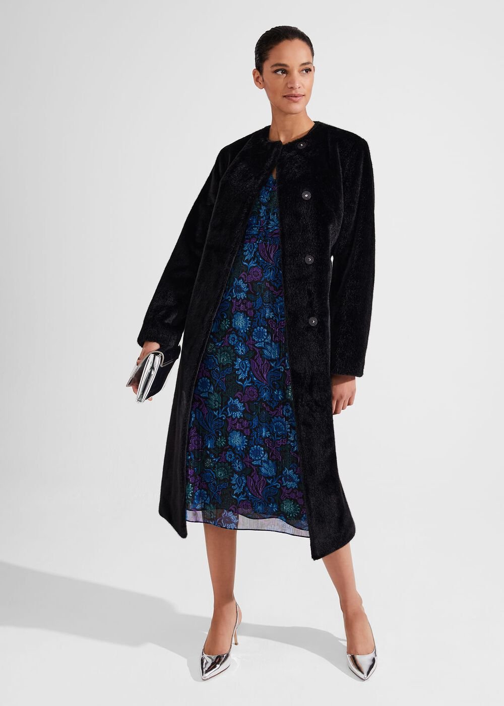 Petite Saffron Dress, Black Multi, hi-res