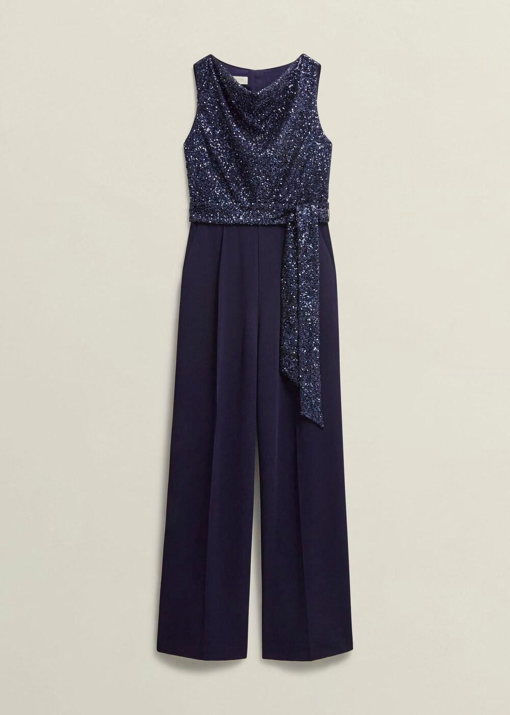 Petite Zuri Sequin Jumpsuit, Midnight Navy, hi-res