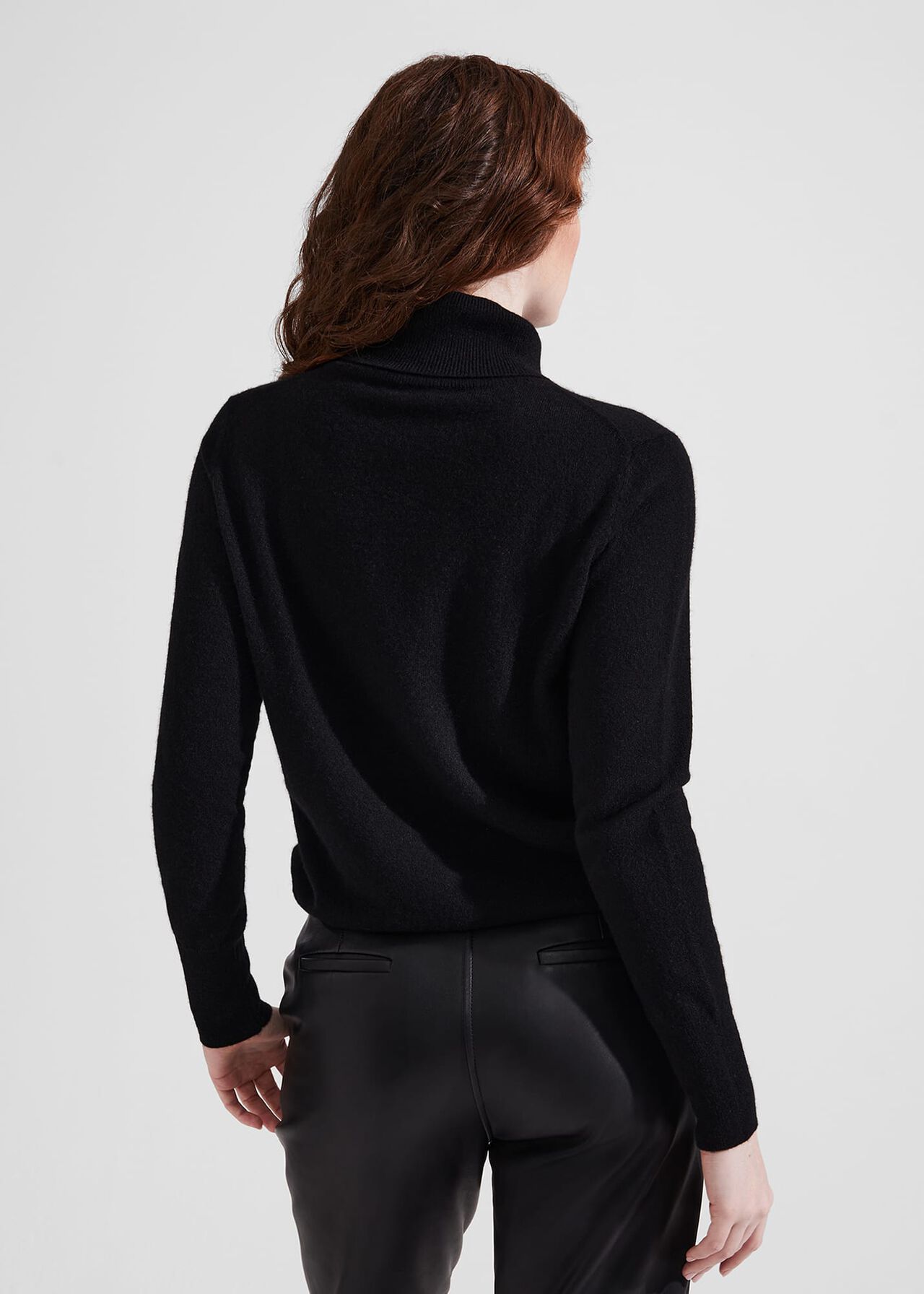 Izzy Cashmere Roll Neck Jumper, Black, hi-res