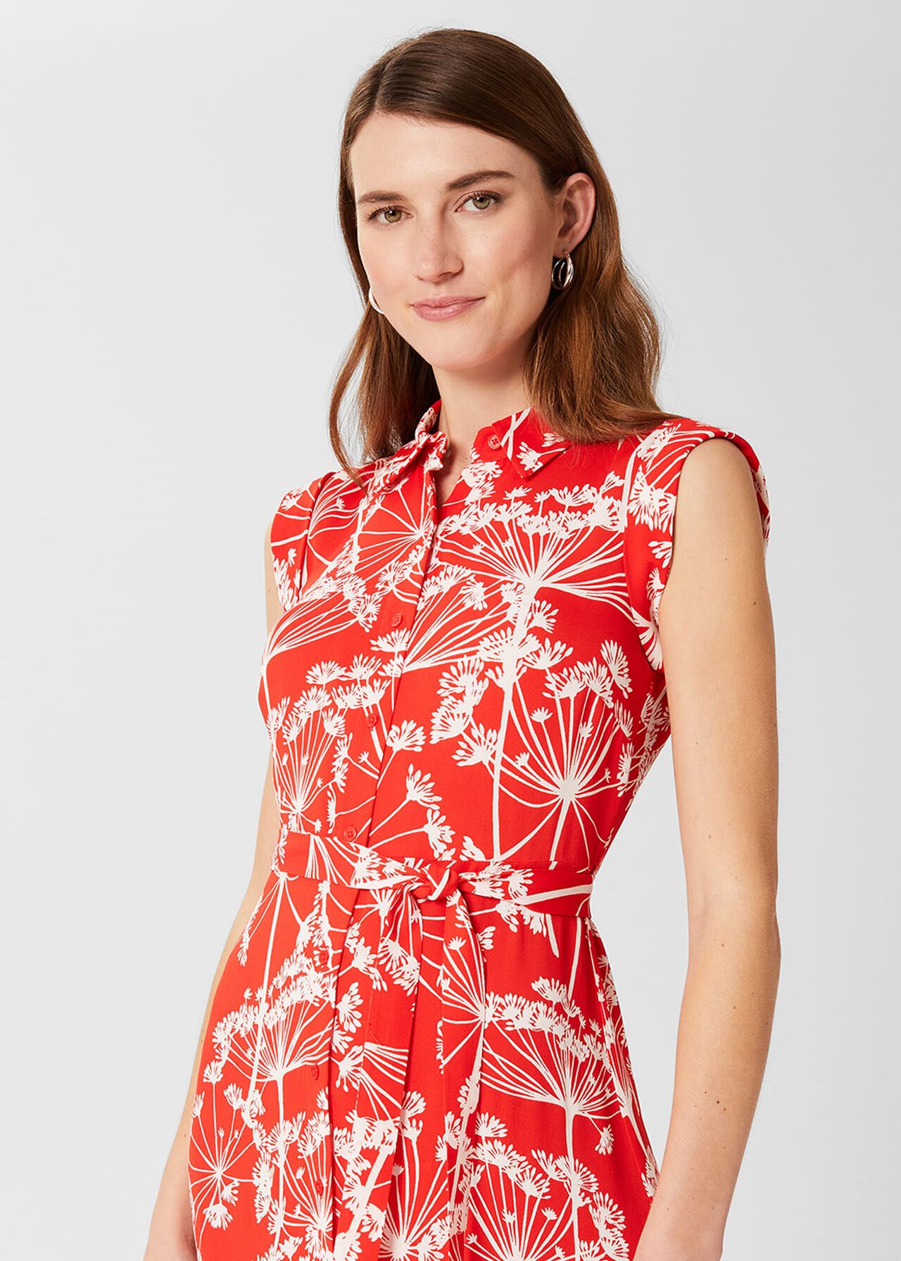 Esme Fit And Flare Dress, Coral Red Ivory, hi-res