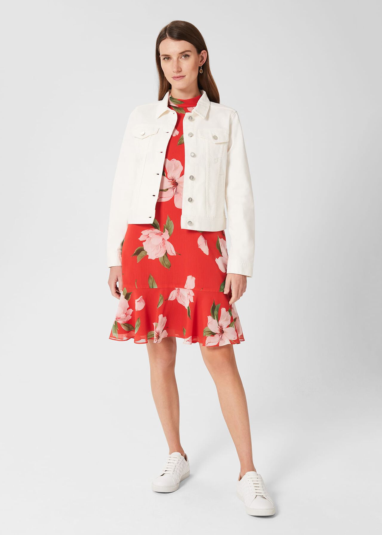 Madeline Floral A Line Dress, Red Multi, hi-res