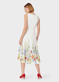 Summer Floral V Neck Midi Dress, Ivory Multi, hi-res