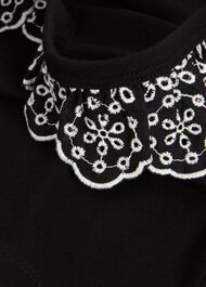 Mariella Cotton Broderie Top, Black, hi-res