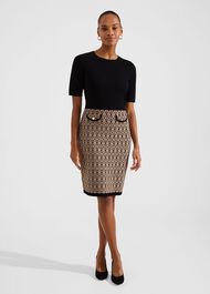 Perrie Knitted Dress, Black Camel, hi-res