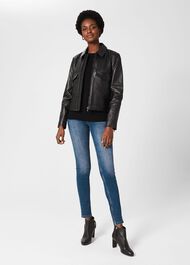Elise Leather Jacket , Black, hi-res