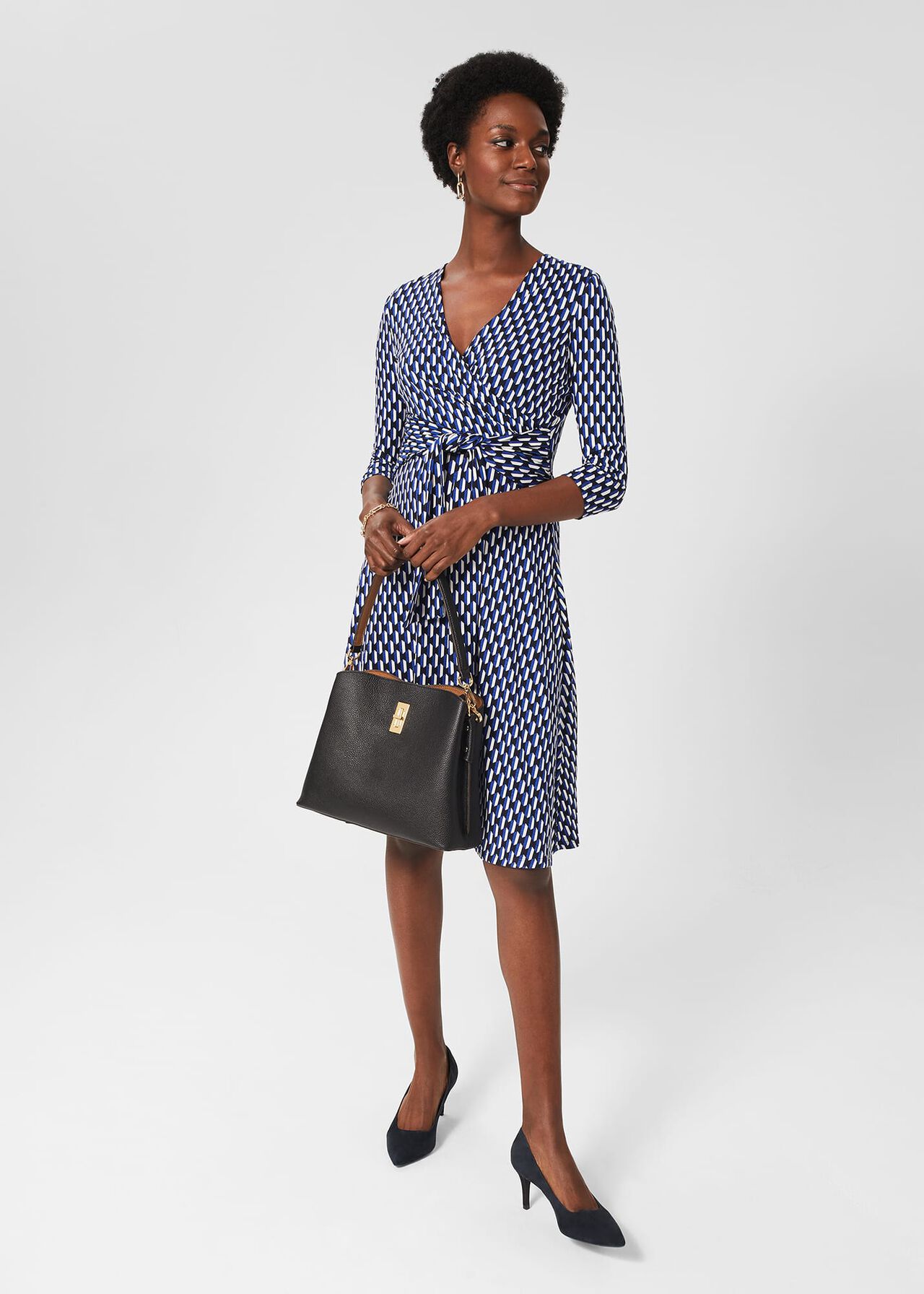 Dina Wrap Dress, Navy Multi, hi-res