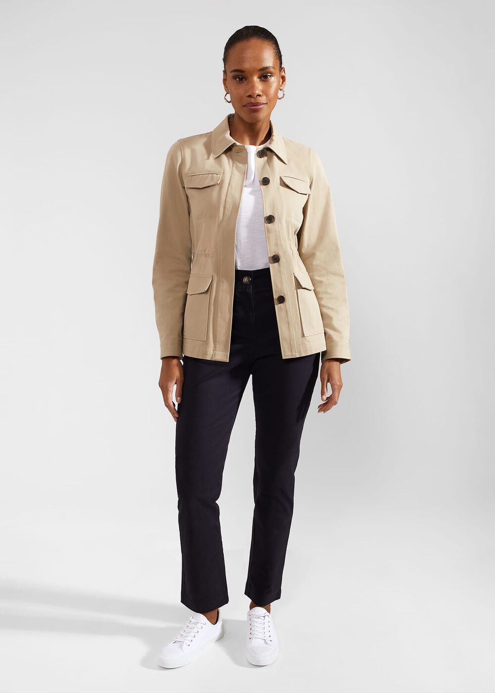 Mandy Cotton Jacket, Soft Grey, hi-res