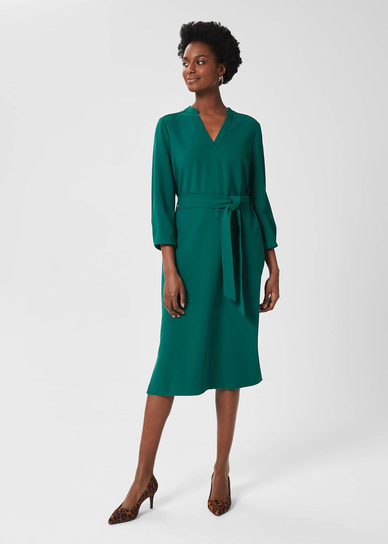 Kirsty Belted Dress, Jade Green, hi-res