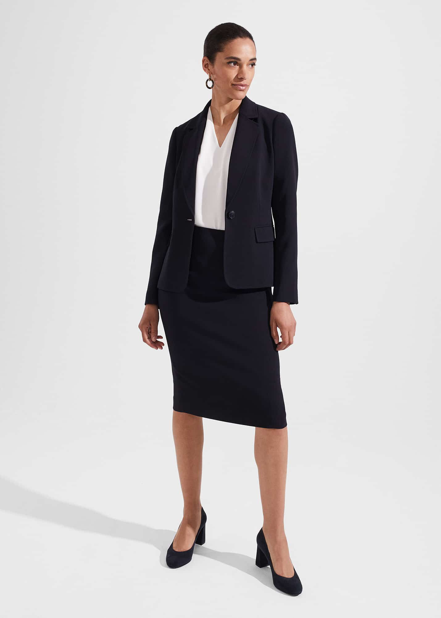 Black skirt sales navy blazer