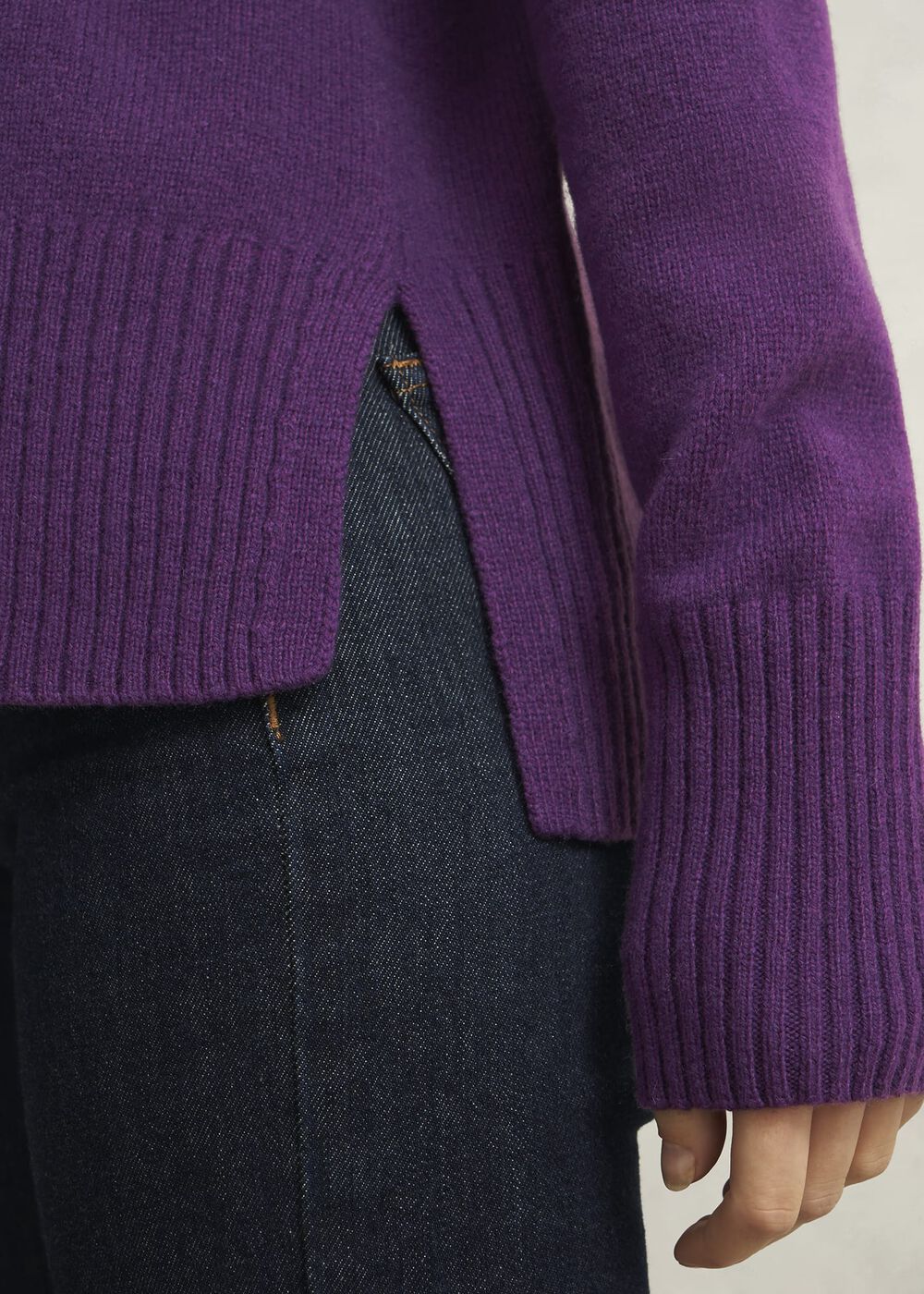 Mandy Wool Blend Crew Neck Knitted Jumper, Fig Purple, hi-res