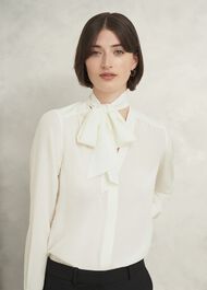 Mimi Silk Blouse, Ivory, hi-res