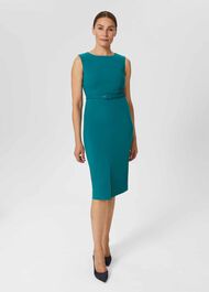 Alva Belted Dress, Lagoon Blue, hi-res