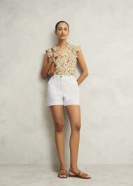 Reena Cotton Shorts, White, hi-res