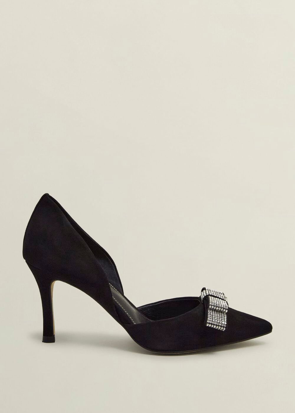 Elva Jewelled Bow Courts, Black, hi-res